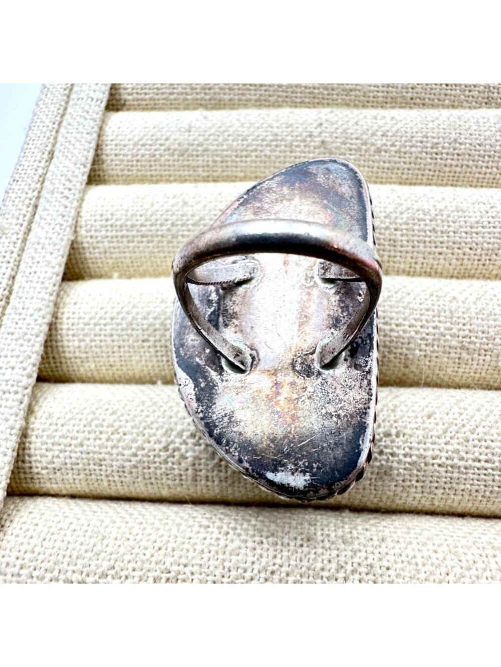 Vintage Native American Huge Domed Green Turquoise Sterling Silver Ring Size 8.5 - Picture 5 of 10